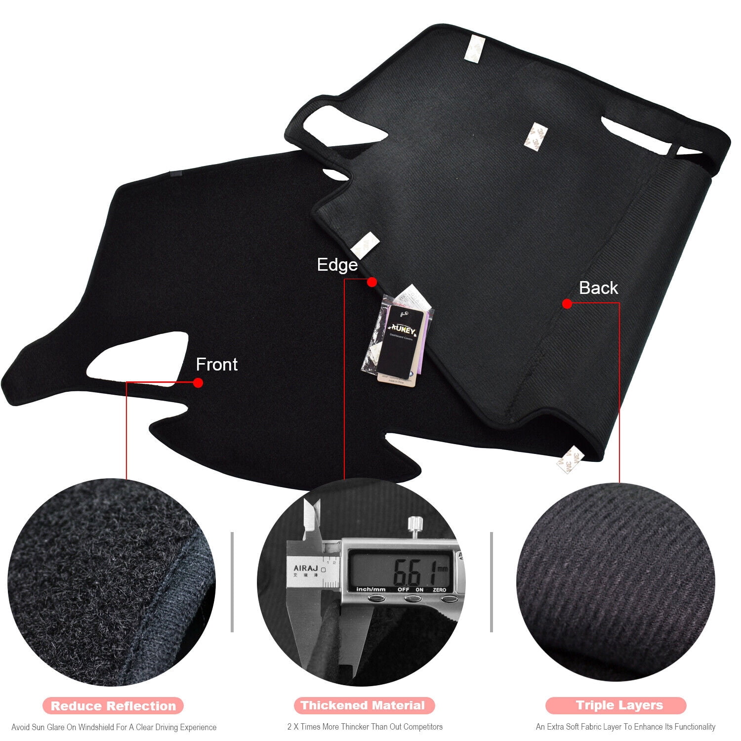 XUKEY Dashboard Cover For Honda Civic 10th 2016 2017 2018 2019 2020 2021 Dash Mat Cover Dashmat Black