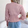 thumbnail image 5 of VISALY V Neck Pullover Sweater Ribbed Long Sleeve Tops Sweaters for Women Trendy Crewneck Long Sleeve Sweater Tops Fall 2024 Chunky Cable Knit Pullover Sweaters Sweater Shirts Pullovers Pullover Red M, 5 of 5