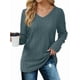 thumbnail image 2 of Blusas de Larga para Mujer, Camisas con Cuello en V, Suéteres Tipo Túnica Ligeros, Moda Azul Mar S, 2 of 9