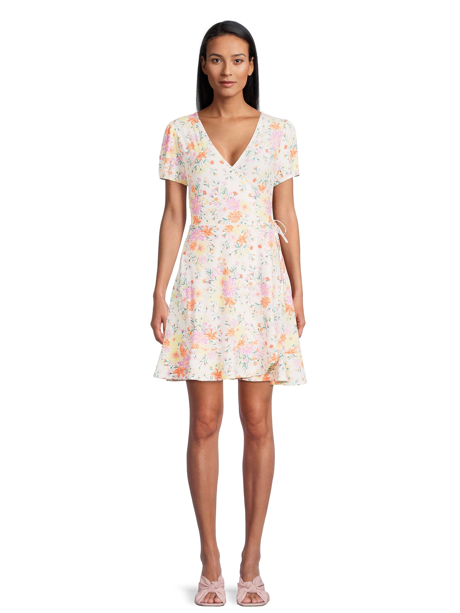 No Boundaries Juniors Faux Wrap Dress