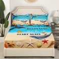 thumbnail image 3 of Sheet Nautical Sea Bedding Set Full Size,Hawaiian Ocean Beach Theme Bed Sheets, 3 of 5