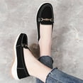 thumbnail image 5 of KEGIRLOM Women's Fashionable Casual Spring And Summer Comfortable Style Solid Color Metal Buckle Round Toe Closed Toe One-Foot Shallow Mouth Flat Shoes Black Size 6, 5 of 9