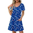thumbnail image 1 of Robe Imprimée Florale pour Femmes Été Décontractée Manches Courtes Col en V T-Shirt Robe Coupe Ample Style Tunique, 1 of 7