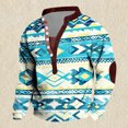 thumbnail image 7 of LODIENY Western Cowboy Henley Shirts for Men Ethnic Style Vintage Aztec Print Button Long Sleeve Half Button V Neck Graphic Tees Loose Fit Casual Pullover Tops with Elbow Patches Light Blue#01 XXL, 7 of 7