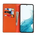 thumbnail image 6 of SaniMore Wallet Case for Samsung Galaxy S22 Plus 6.6" 2022, Wrist Strap Flip Kickstand Card Slots Genuine PU Leather Shockproof TPU Shell Anti-fall Full-body Protective Cover For S22 Plus, Orange, 6 of 8