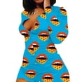 thumbnail image 1 of Combinaison à Col en V pour Femmes, Imprimé, Manches Courtes, Extensible, Pyjama, 1 of 2