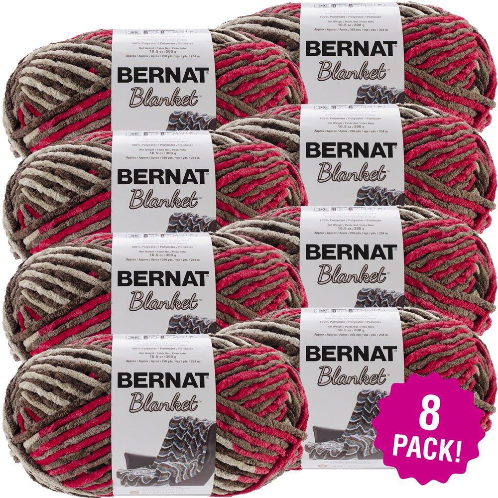 Bernat Blanket Big Ball Yarn Raspberry Trifle, Multipack of 8