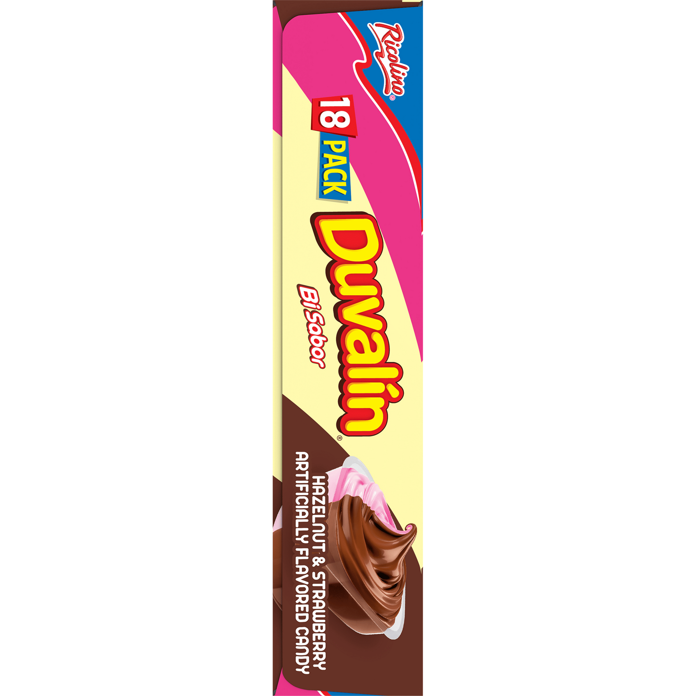 (5 pack) Ricolino Duvalin Hazelnut and Strawberry Candy Spread, 9.36 oz, 18 Count Box