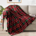 thumbnail image 6 of Christmas Throw Blankets, Buffalo Plaid Throw Blanket for Couch Sofa Bed, Soft Warm Fuzzy Cozy Plush Checkered Fleece Blanket, Lightweight Farmhouse Decor 50" x 60" (red Green Plaid), 6 of 6