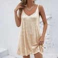 thumbnail image 4 of Women's Fashion Sequin Solid Color Suspender Dress for New Year's Eve, Clubs, and Evening Galas Beige S, 4 of 5