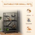 thumbnail image 3 of 5-Tier Rolling Small Animal Cage, Grey Steel Multi-Level Pet Enclosure with Ramps, Platforms & Hammock for Chinchilla, Ferret, Rabbit or Kitten, 31.5"L x 20.5"W x 50.4"H, 3 of 7