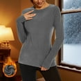 thumbnail image 2 of Wyobmus Women Thermal Shirts Basic Going Out Crew Tees Soft Fleece Lined Long Sleeve Tops Thermal Underwear Winter Cold Weather A-Gray, 2 of 9