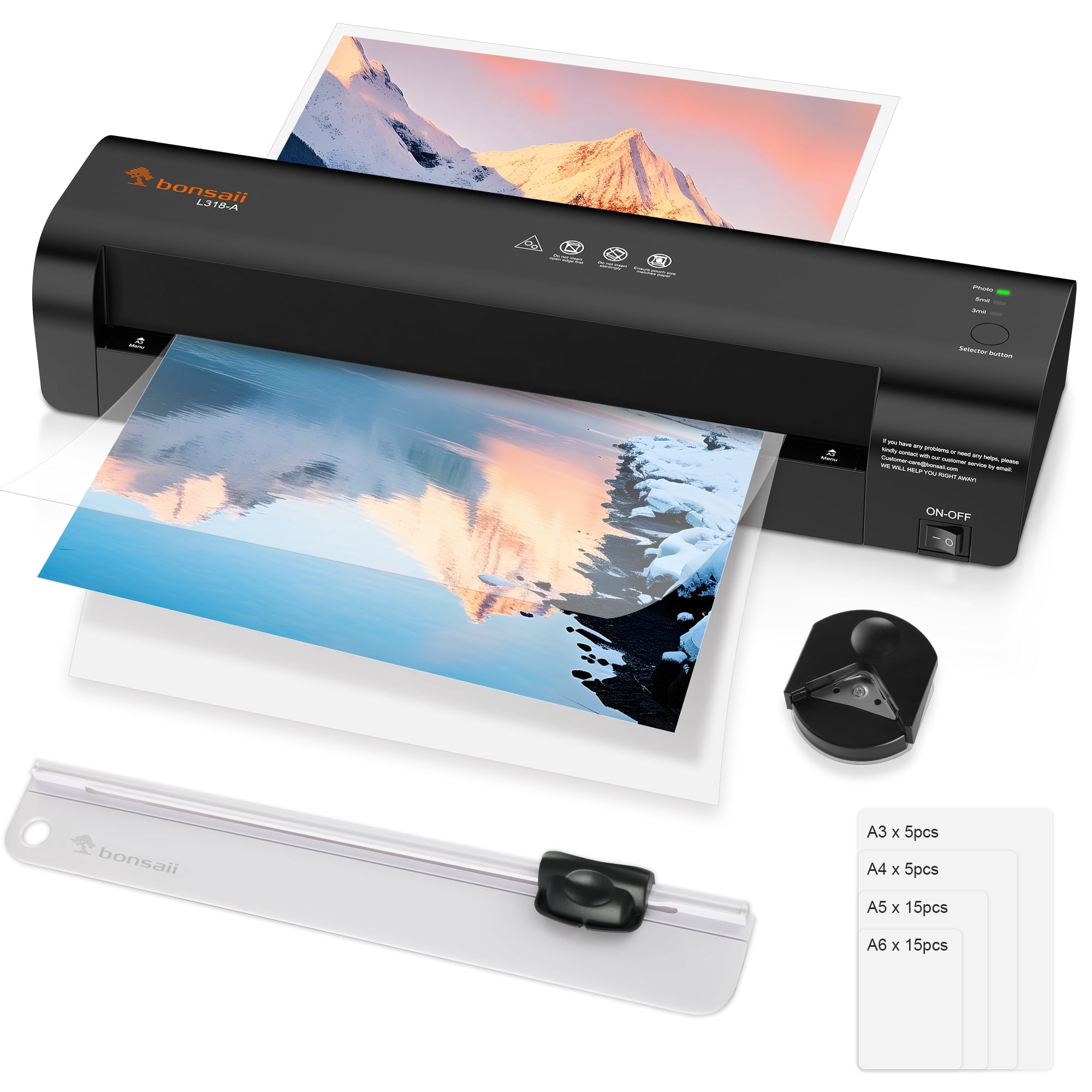 Bonsaii Laminator 13 inch A3 Laminator Machine with Laminating Sheets, Paper Cutter and Corner Rounder