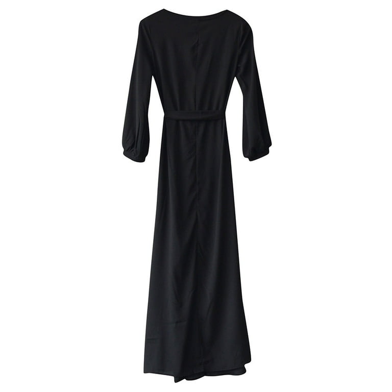knee length dresses for ladies Black One Shoulder Long Sleeve Lace Satin Prom Dresses ,PD00202 –  AlineBridal main image 1