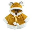 thumbnail image 2 of LFEOOST Toddler Baby Girls Warm Coat Winter Warm Fuzzy Hooded Thicken Coat Princess Cloak Infant Girls Winter Coat Yellow 6-12Months, 2 of 3
