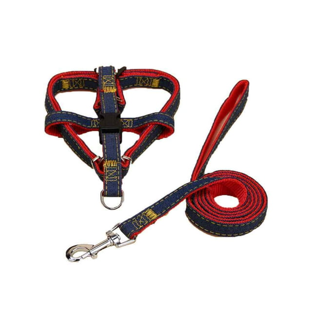 Dog Leash Harness Adjustable Leash Set Denim leash harness Adjustable Dog Leash Collar for Small Medium Large Dog Daily Training Walking Running