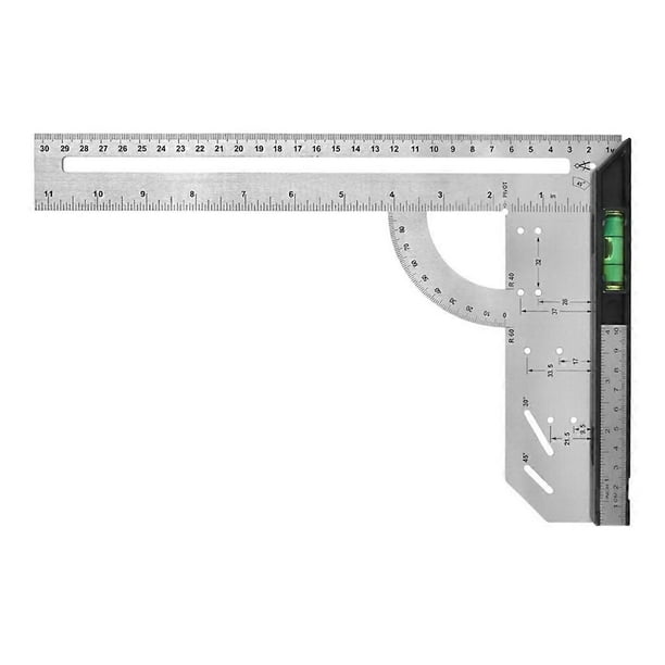 Escuadra combinada de 12 pulgadas, escuadra metálica combinada en pulgadas/métricas, escuadra de medición precisa para carpintería.