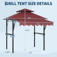 thumbnail image 3 of Heavy Duty Steel Grill Gazebo 8' x 5' – Double-Tier Roof, 7' x 3' Side Awning, LED Lights, Storage Shelves, Hooks – Outdoor BBQ Canopy Shelter for Patio, 3 of 9