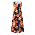 thumbnail image 4 of Women's Casual Sleeveless Midi Sun Dress V Neck Floral Sunflower Print A-Line Dress with Pockets Lightweight Breathable Flowy Summer Dress For Daily Outing, 4 of 5