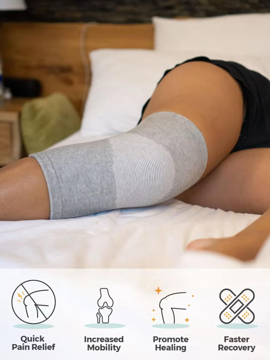 Bamboo Knee Sleeves, 2-Pack Compression Sleeve Women Men Elastic Warm Slip-on Recovery Br for Arthritis Pain