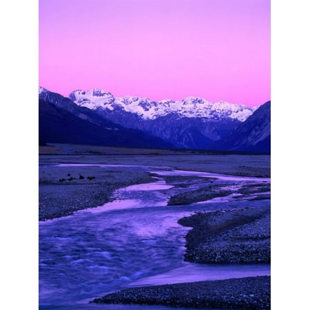 Arthurs Pass National Park Waimakariri River Valley and Snow-Capped Mountains Behind, Arthur's Pass National Park, New Zealand Print Wall Art By Wes Walker ()