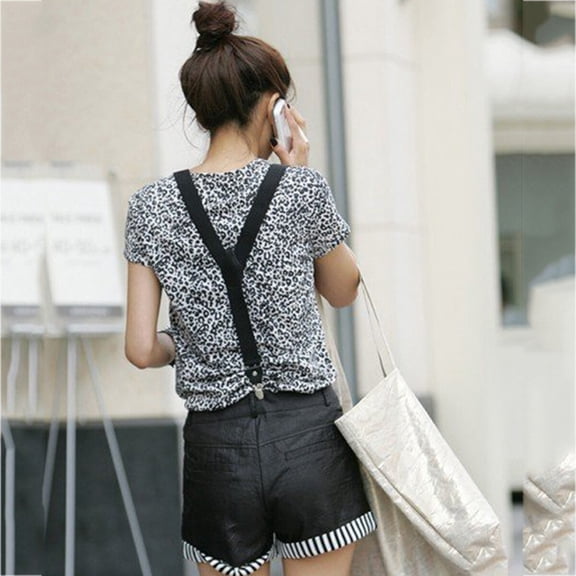 PAMINGONO Black Elastic Suspenders for Women, 1 Set Adjustable Anti- Casual Straps for Comfortable Daily Wear