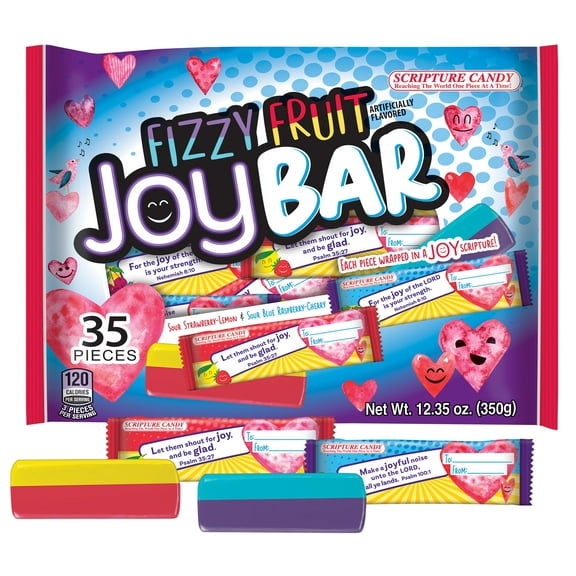 Scripture Candy, Valentine's Day Fruit Joy Bars, 35 Count