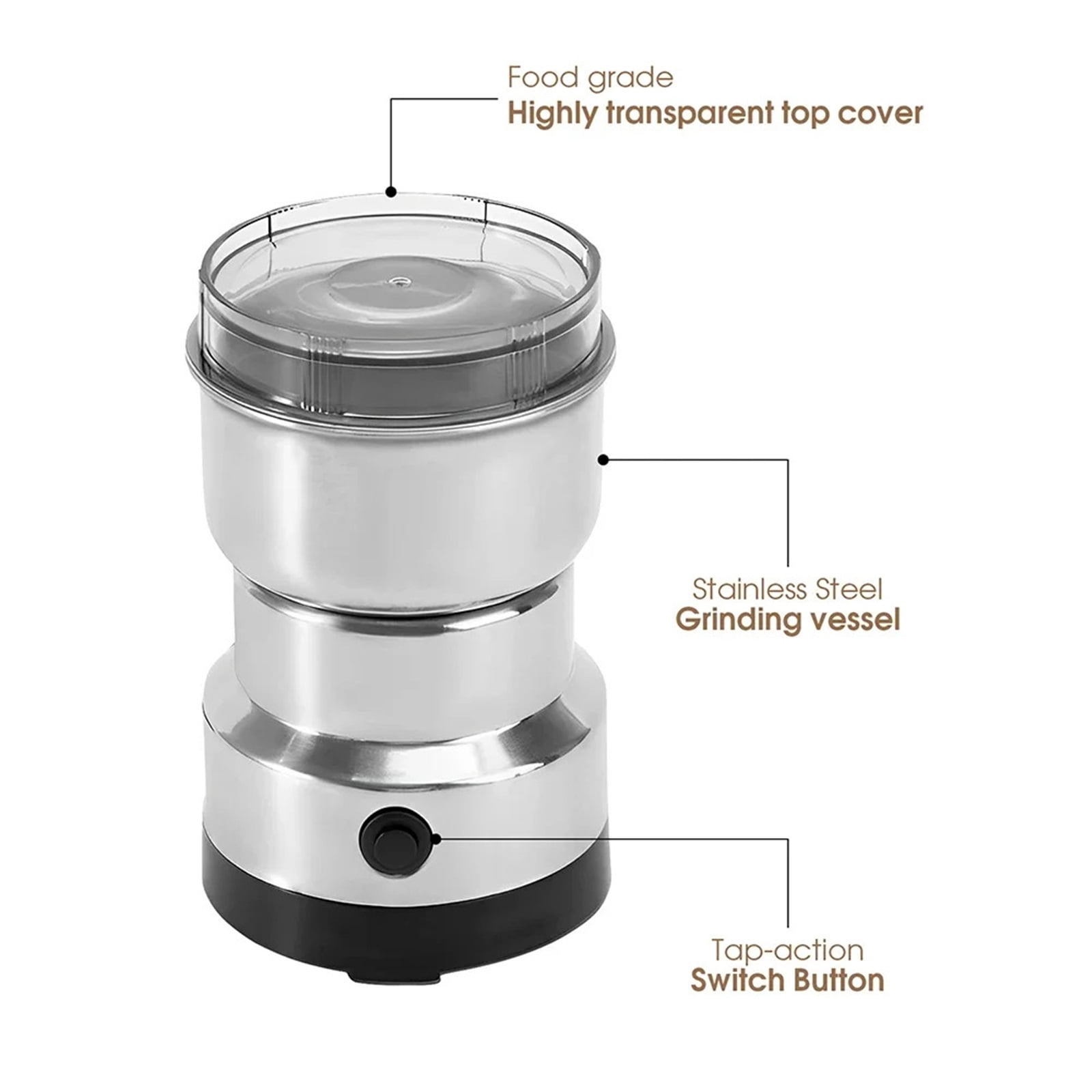 Multipurpose Electric Coffee Bean Grinding Tool Stainless Steel Milling Machine For Seeds Spices Herbs Nuts Coffee Grinder ,Friendly Design