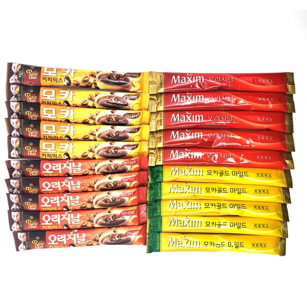 Korean Instant Coffee Variety Sample Pack Packets Sampler, Korean Rose