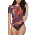 thumbnail image 2 of Fotbe Fantasy Bird Illustration Women's Crew Neck Short Sleeves Bodysuit Tops Round Neck Slim Sleeveless Soft Comfortable Basic-X-Large, 2 of 7