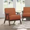 thumbnail image 4 of HOMEBYTE Modern Home Furniture Orange Color Fabric Upholstered 1pc Accent Chair Cushion Back and Seat Walnut Finish Solid Rubber Wood Furniture, 4 of 6