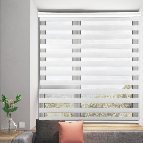Persianas Enrollables para Ventana 120 An*180 Al cm, Doble Capa Persianas Horizontales Estilo Moderno, Ajustar la Densidad de Luz Interior, Privacidad Pretection para Recámara, Oficina(gris