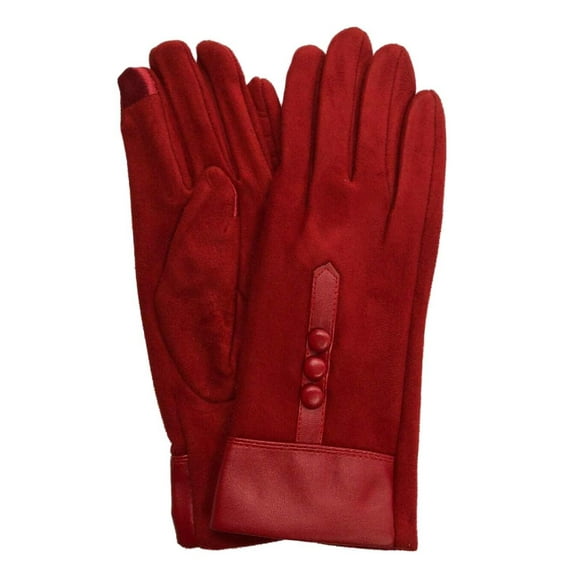 Womens Soft Red Button Stretch Fit Texting & Tech Touchscreen Gloves