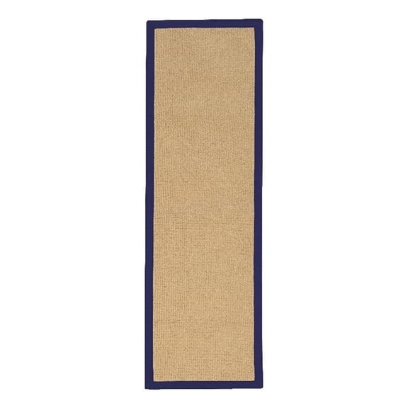 Linon Empire Machine Tufted Wool 2'6"x8' Rug in Sisal and Blue