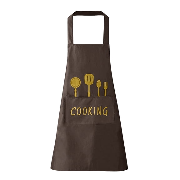 Waitress Apron with Pockets, 28X34 In, Cotton Poly Blend, Cooking Themed Print, Black and Gold Kitchen Accessories, Home & Kitchen Essentials, Black Kitchen Accessories, 1 Pc