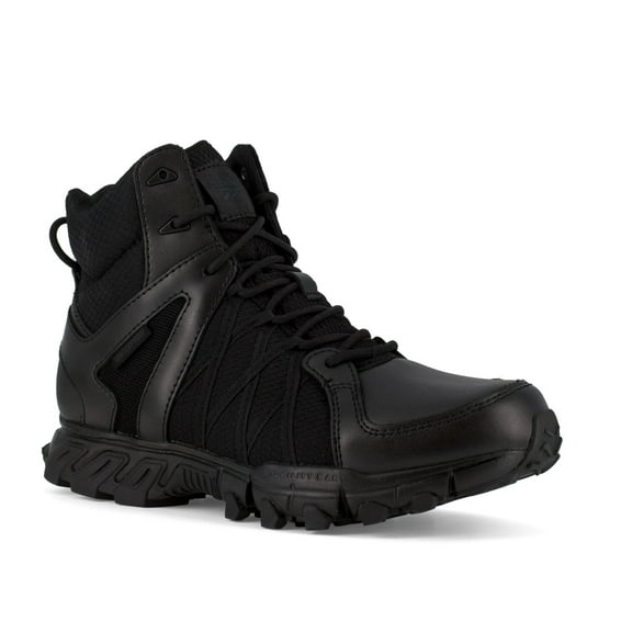 Reebok Mens Black Leather Work Boots Trailgrip Tactical Soft Toe 6.5 W