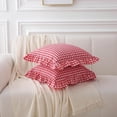 thumbnail image 3 of 2 Pack Navy Blue White Plaid Ruffle Gingham Pillow Shams Standard Size, 100% Washed Cotton Checkered Farmhouse Shabby Pillowcases for Bed/Sofa Envelope Closure - 20''x26'', 3 of 8