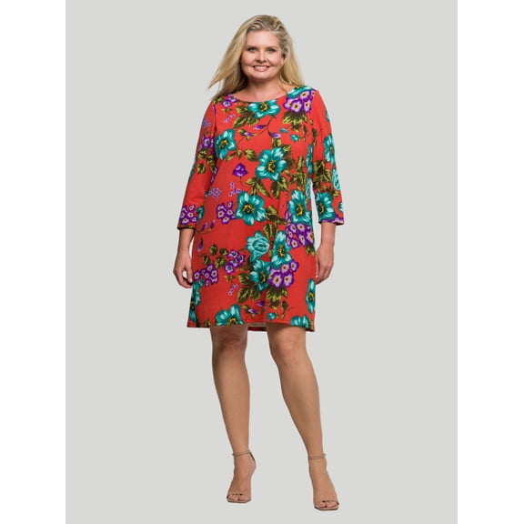Plus Size Round Neck Knee Length A Line Dress
