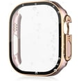 thumbnail image 2 of Tianle 2 Pack PC Case with Tempered Glass Screen Protector Compatible with Apple Watch Series Ultra2 Ultra 49mm / SE2 9 8 7 45mm 41mm / SE 6 5 4 44mm 40mm (1 PinkRose+1 BlackSilver, 49mm), 2 of 7