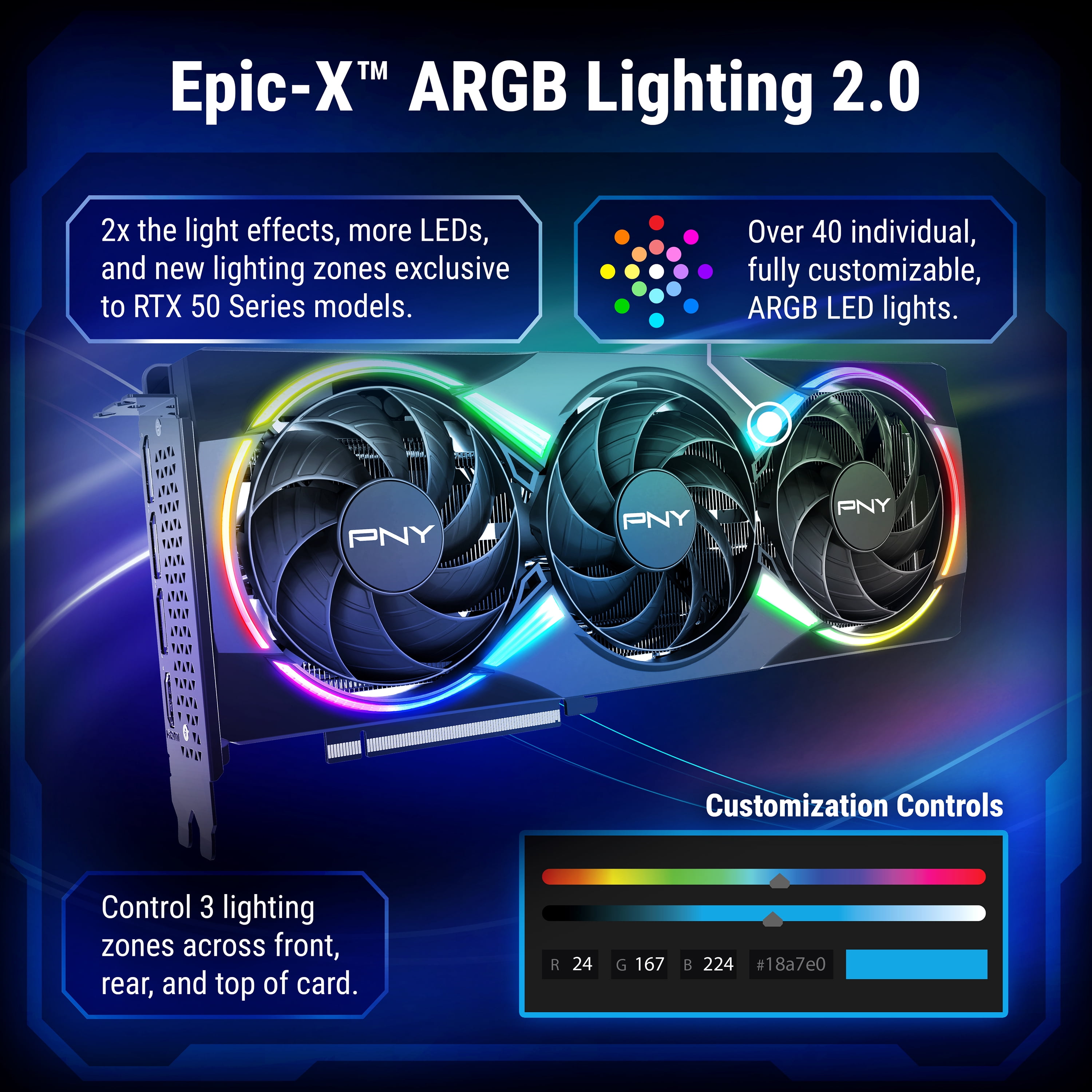 PNY NVIDIA GeForce RTX™ 5060 Ti Epic-X™ ARGB OC Triple Fan, Graphics Card 8GB GDDR7, SFF-Ready