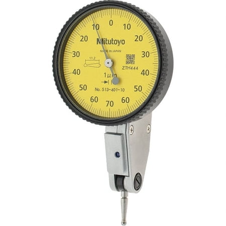 Mitutoyo Dial Test Indicators; Maximum Measurement (mm): 0.14 ; Dial Graduation (mm): 0.0010 ; Dial Reading: 0-70-0 ; Dial Diameter (mm): 40.00 ; Style: Horizontal ; Dial Color: Yellow