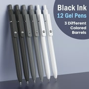 Black Pens 12 pcs Retractable Black Ink Gel Pens, 0.5mm Fine Point Pen Set, Writing Pens for Work Campus, Quick-drying Smooth Writing Aesthetic Journal Pens for Men & Women