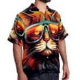 thumbnail image 2 of Retro Cat Men's Short Sleeve Beach Shirts Button Down Poplin Casual Printed Summer Unisex, 2 of 6