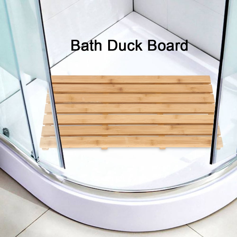 Bamboo Wooden Slatted Duck Board Bathroom Bath Shower Mat Grey White Natural New