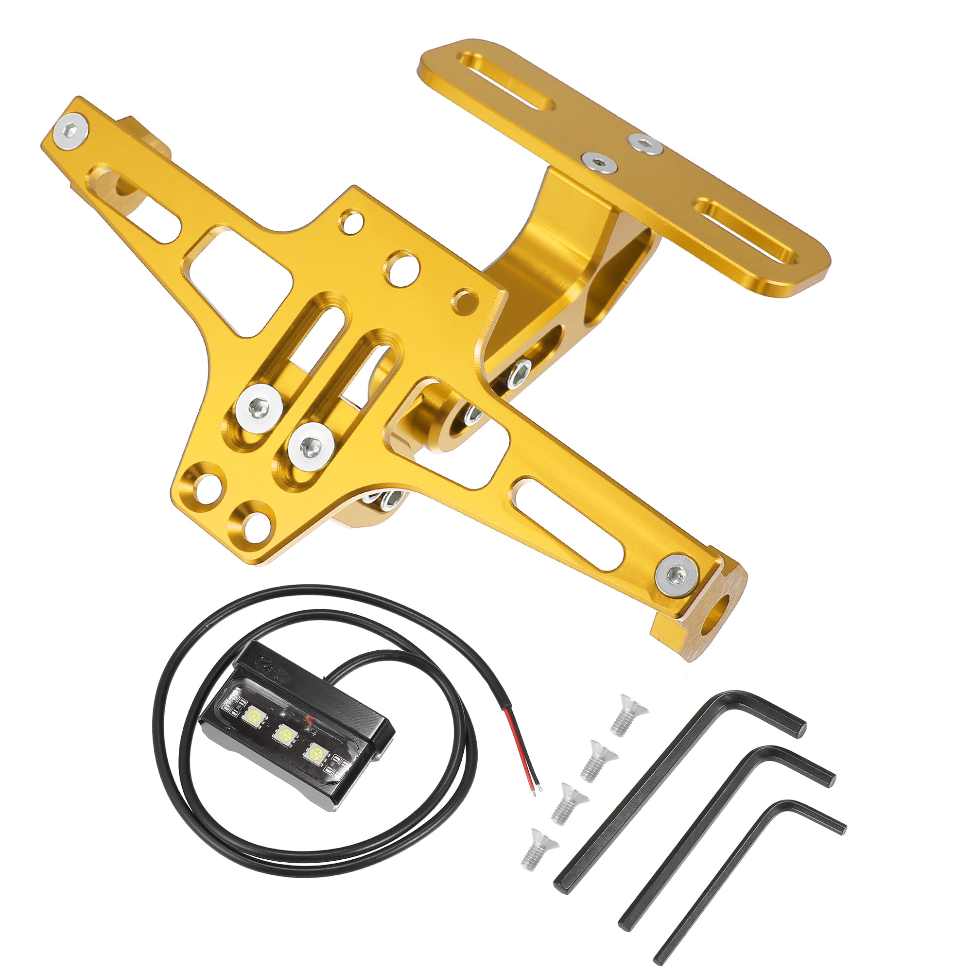 Motoforti Motorcycle License Plate Bracket Universal Motorcycle Fender Eliminate Kit Compatible with OEM Turn Signal Gold Tone 