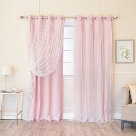 Best Home Fashion Marry Me Blackout Grommet Curtain Panel Pair with Tulle (The Best Of Me For Sale)