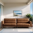 thumbnail image 3 of NessCarsti Mid Century Modern 3 Seater Brown Leather Sofa, 86.61 Inches， Modular Faux Leather Couch, Sectional Sofa Loveseat for Living Room, 3 of 7