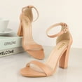 thumbnail image 2 of ELElax Nude Heels for Women Open Toe Ankle Strap High Heel Sandals 4 Inches Tall High Heels Sandal for Wedding, Party, Prom,Summer Sandals, Apricot, Size 7, 2 of 7