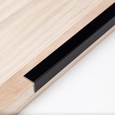 Matte Black Aluminum Peel and Stick L Molding Corner Guards with 90° Angle for Wall Door Frame Cabinet Baseboard Protection and Decoration, 35.4in x 0.8in (3Pcs)