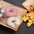thumbnail image 2 of Nvzi 100Pcs Bakery Bags 7.08 x 7.48 Inches Heat Sealable Donut Bag with Window Paper Sandwich Bag Grease Resistant Cookie Packaging Kraft Sleeves -Khaki, 2 of 4